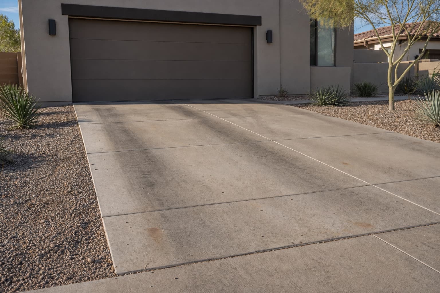 Driveway refresh: tire marks and dust → clean approach before