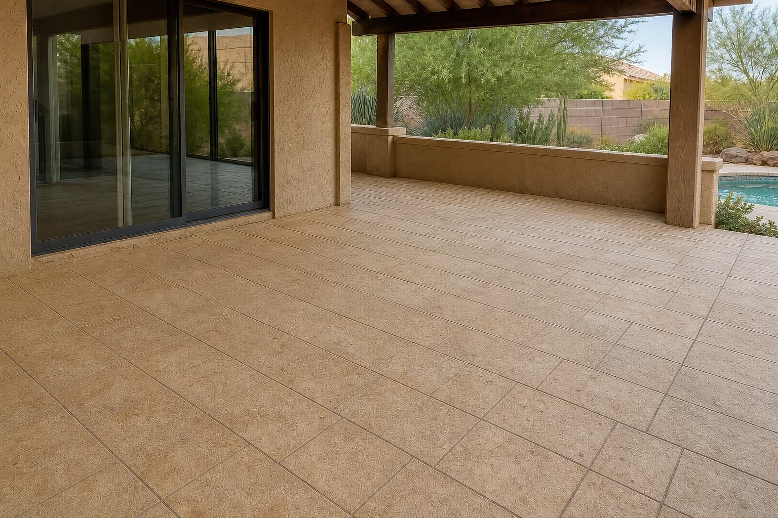 Patio wash: embedded grime → bright, even concrete after