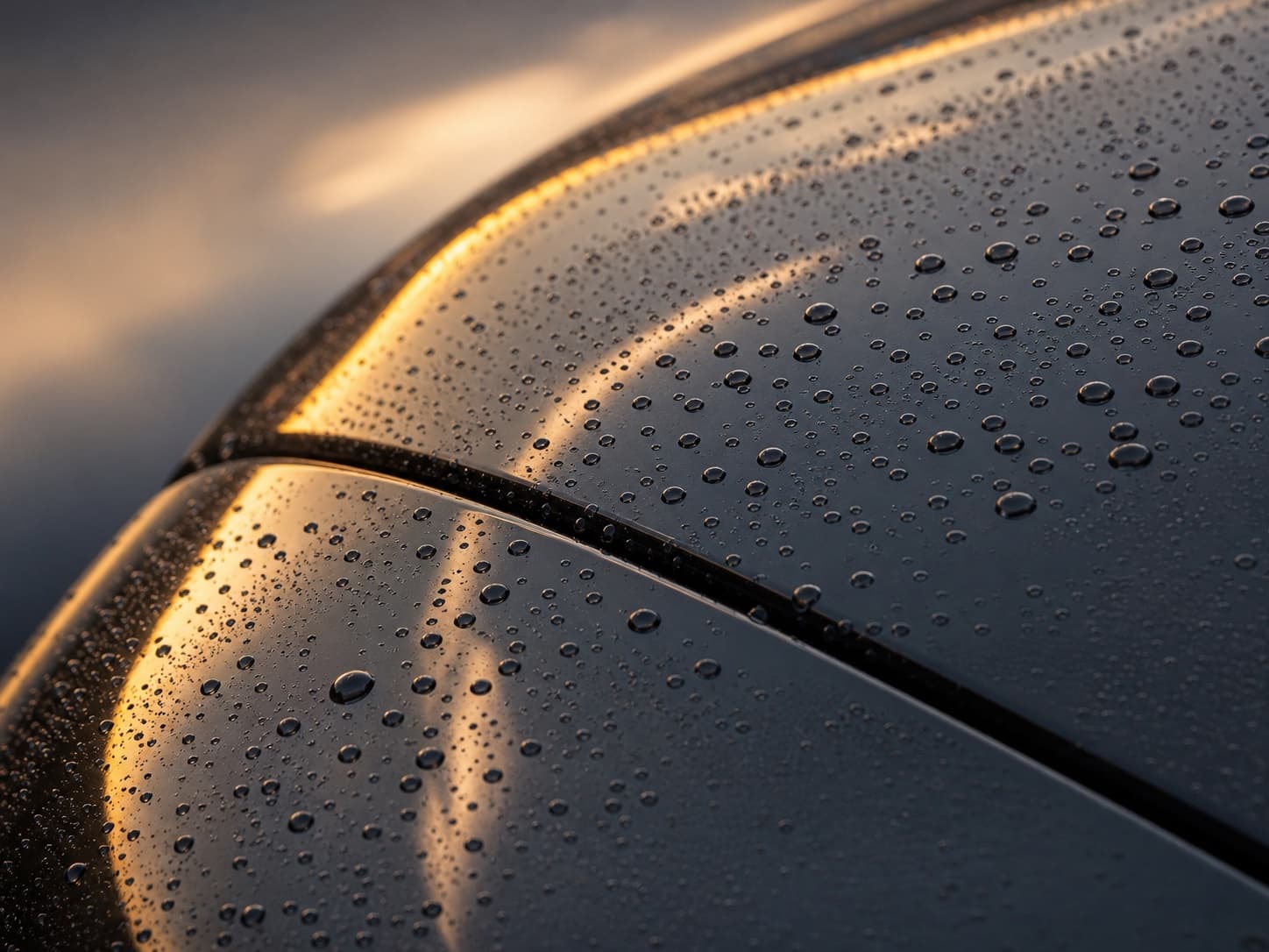 Glossy vehicle paint reflecting warm Phoenix light after detailing